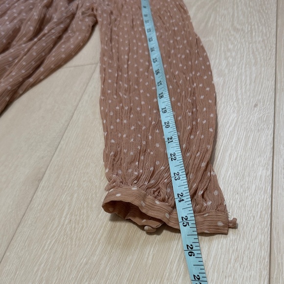 Frame Denim Blush Tan Polka Dot Peasant Long Sleeve Blouse - Picture 7 of 9